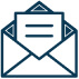 An open envelope with a letter inside, depicted as a simple line art icon.
